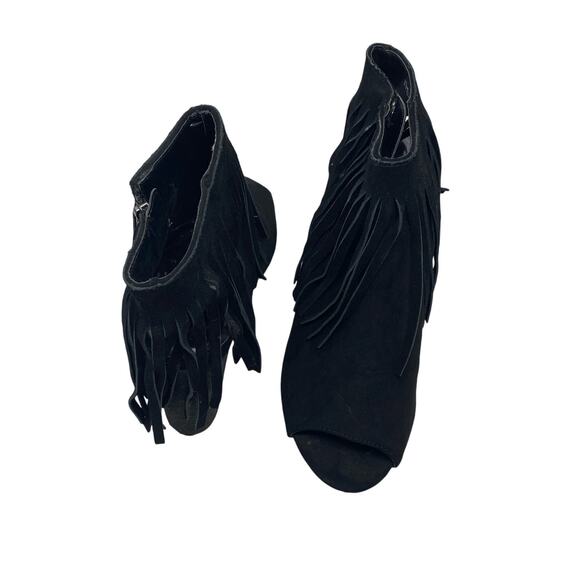 Carlos by Carlos Santana black suede fridge open toe booties size 9.5 - Picture 6 of 9